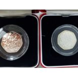 2 SILVER PROOF 50 PENCE COINS INCLUDING 1998 25 YEAR EEC 25,000 MINTAGE RARE AND 1994 DDAY