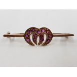 9CT PINK STONE BROOCH, 2G GROSS