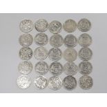 A TOTAL OF 25 SILVER .500 SIX PENCES DATED BETWEEN 1920-46