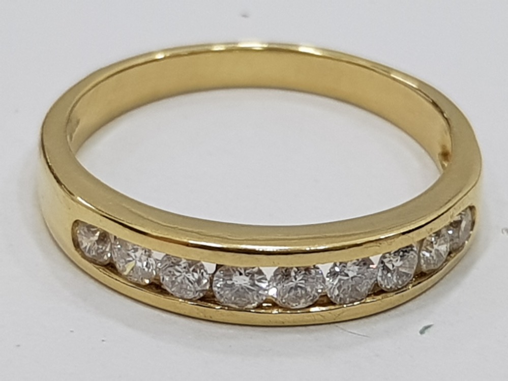 18CT YELLOW DIAMOND HALF ETERNITY RING, 2.8G SIZE M