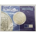 2001 SILVER 2 POUND BRITANNIA COIN, ONE OUNCE WEIGHT IN ROYAL MINT SEALED PACK