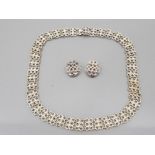A CONTINENTAL SILVER NECKLET AND MATCHING CLIP ON EARRINGS 880 STANDARD 32.7G