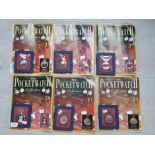 6 DECORATIVE METAL POCKET WATCHES IN ORIGINAL BOX WITH HACHETTE THE POCKET WATCH COLLECTION