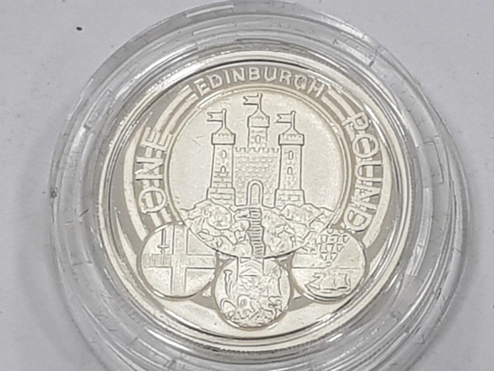 UK ROYAL MINT 2011 ONE POUND EDINBURGH CASTLE SILVER PROOF COIN IN CASE OF ISSUE WITH CERTIFICATE OF