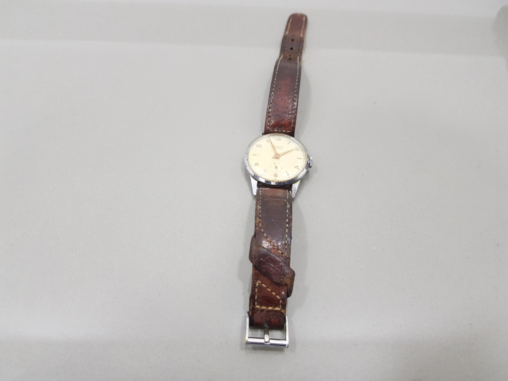 A GENTS CHROME CASED WRISTWATCH BY RULO WITH LEATHER STRAP - Image 3 of 3