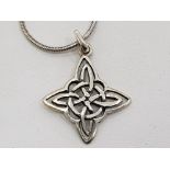 SILVER STAR SHAPE CELTIC PENDANT AND CHAIN, 8.3G