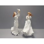 2 ROYAL DOULTON LADY FIGURES INCLUDING THINKING OF YOU AND THANK YOU BOTH DATED 1991