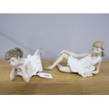 2 NAO BY LLADRO BALLERINA COLLECTIVE FIGURES INCLUDING PENSIVE BALLET AND RECLINING BALLERINA