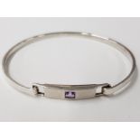 SILVER AND AMETHYST BANGLE, 10.2G GROSS, BOXED