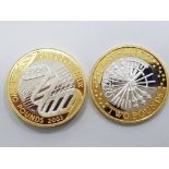 2003 AND 2005 SILVER PROOF 2 POUND COINS INCLUDES PIEDFORT DNA DOUBLE HELIX AND 400TH ANNIVERSARY OF