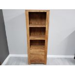 LARGE NARROW CONTEMPORARY OAK BOOKCASE, 179 X 65 X 40CM