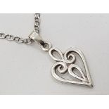 SILVER HEART SHAPE CELTIC PENDANT AND CHAIN, 7.5G