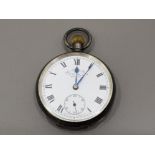 THE CASTLE LEVER SILVER POCKET WATCH BY F C SCOTT OF BRISTOL SWISS MOVEMENT WITH ENAMEL ROMAN