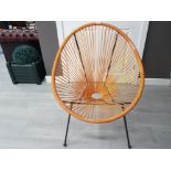 SATELLITE ATOMIC SPUTNIK PLASTIC WOVEN CHAIR IN ORANGE