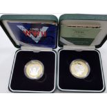 2005 AND 2006 SILVER PROOF 2 POUNDS COINS INCLUDES END OF WWII AND BRUNEL BOTH IN ORIGINAL CASES