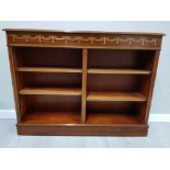 AN INLAID MAHOGANY OPEN BOOKCASE 123 X 93 X 27.5CM