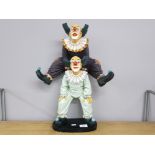 LARGE RESIN FIGURE OF LEAP FROGGING CLOWNS, HEIGHT 51CM