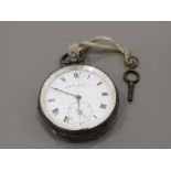 A VICTORIAN SILVER GENTS POCKET WATCH BY H SAMUEL MANCHESTER NO 1461563 95G GROSS WITH KEY