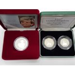 2007 ALDERNEY SILVER PROOF DIANA 5 POUNDS CROWN MINTAGE 10,000 TOGETHER WITH 1997 UK SILVER PROOF