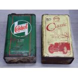 TWO 5L OIL CANS BY CASTROL AND COMMA