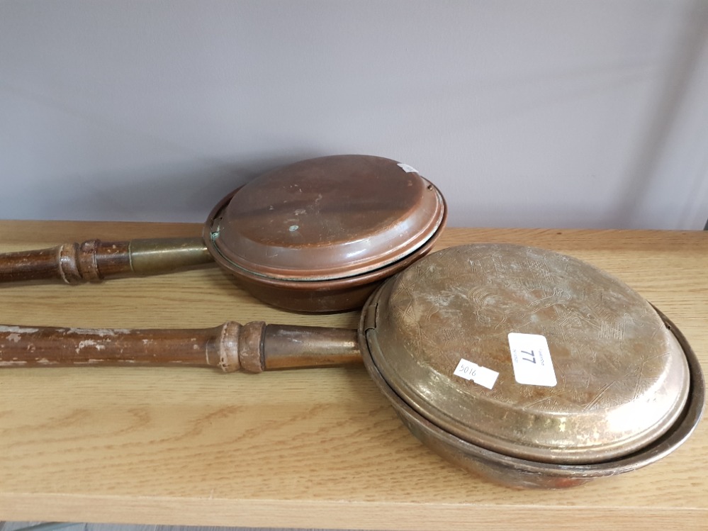 VICTORIAN BED WARMERS COPPER AND BRASS