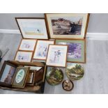 LARGE QUANTITY OF FRAMED PRINTS MAINLY SIGNED BY EDWARD VAN GOETHEM PLUS 2 COLLECTORS PLATES AND