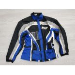 GENTS WULF SPORT MOTORCYCLE JACKET IN BLUE, BLACK AND WHITE, SIZE XXL