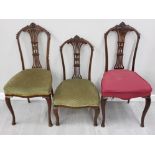 SET OF 3 VICTORIAN MAHOGANY FRAMED CHAIRS INCLUDES PAIR OF BEDROOM CHAIRS PLUS 1 OTHER