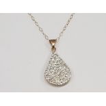 9CT GOLD CRYSTAL SPARKLE PENDANT AND CHAIN 1.5G GROSS