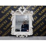 MODERN CREAM MIRROR WITH GRAPEVINE DESIGNED FRAME AND SCROLL TOP 24X20