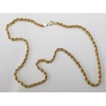 A 9CT YELLOW GOLD TWIST ROPE PATTERN CHAIN 46CM FULL LENGTH 6.7G GROSS