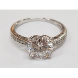 A SILVER AND CZ SOLITARE RING SIZE M 1/2 2.4G GROSS