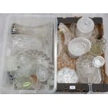 PRESSED LOCAL GLASSWARE TO INCLUDE DISHES MOULDED VASES AND OTHER ITEMS IN TWO BOXES