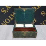 VINTAGE WOODEN WRITING BOX WITH LEATHER COVERING
