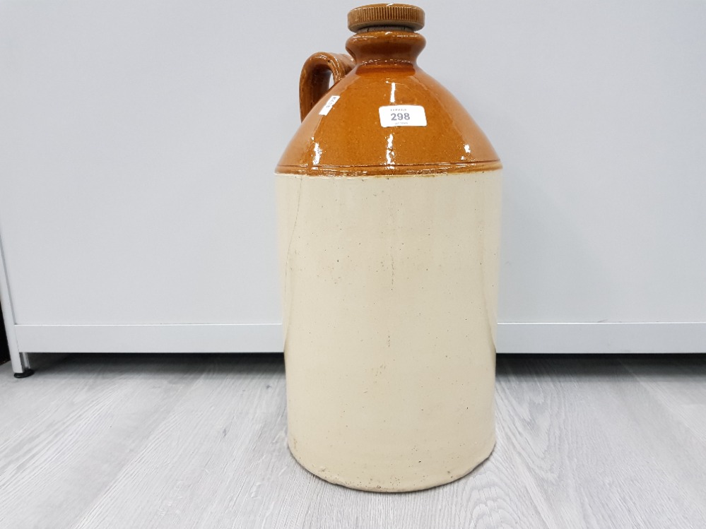 A LARGE STONEWARE FLAGON 43CM HIGH