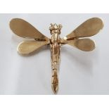 RARE REINAD 14K YELLOW GOLD DRAGONFLY CLIP IN FULL WORKING ORDER 9.3G