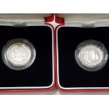 2 ONE POUND COINS 2003 SILVER PROOF PIEDFORT MINTAGE 10,000 COA IN ORIGINAL PACKING AND CASE 925