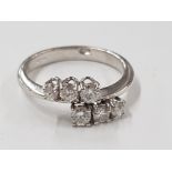 18CT WHITE GOLD DIAMOND 6 STONE RING SIZE N1/2 4G