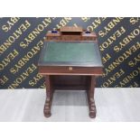 LATE VICTORIAN MAHOGANY LADIES WRITING DESK WITH ORIGINAL INK WELLS