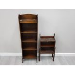 TALL SLIM VINTAGE OAK BOOKCASE AND SMALL STANDING BOOKCASE