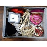 BOX OF COSTUME JEWELLERY INCLUDING NECKLACES AND EARRINGS