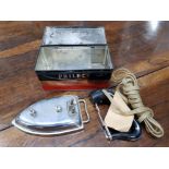 VINTAGE TRAVEL IRON AS NEW IN ORIGINAL TIN