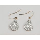 9CT GOLD CRYSTAL SPARKLE DROP EARRINGS 2.7G GROSS