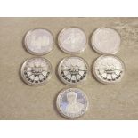 COINS AUSTRIA 1984 TO 1990 500 SCHILLINGS 7 COINS I CAPSULES