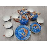 JAPANESE KUTANI 21 PIECE DRAGON EGGSHELL TEA SET