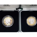 2 SILVER PROOF TWO POUND COINS INCLUDING 2003 PIEDFORT 50TH ANNIVERSARY OF THE DOUBLE HELIX DNA