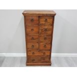 MEXICAN PINE 10 DRAWER NARROW CHEST, SOME DRAWERS NEED ATTENTION
