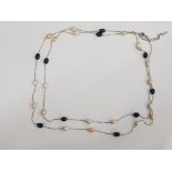 BLACK AND WHITE FRESHWATER PEARL LONG NECKLACE 20.7G GROSS