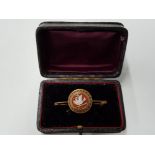 19TH CENTURY GRAND TOUR ITALIAN MICROMOSAIC BIRD OF PEACE BROOCH IN LEATHER CASE