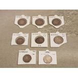 COINS SWITZERLAND X8 SILVER COMPRISING 1 FRANC 1910 1940 1956 AND 2 FRANCS 1879 1906 1908 1911 AND